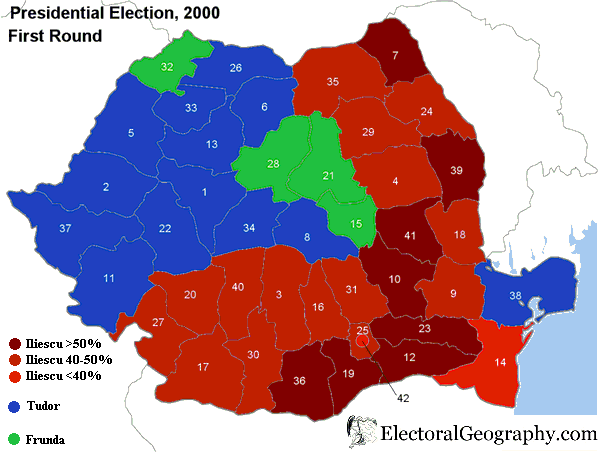 Romania. Presidential Election 2000 - Electoral Geography 2.0